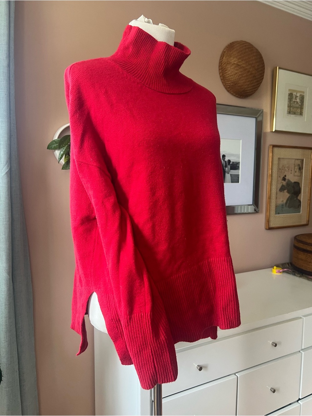 Banana Republic Long Turtleneck Sweater Size Large Roadside Red